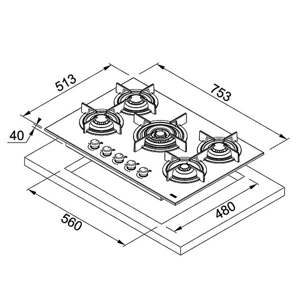 Plită incorporabilă pe gaz Franke FHCR 755 4G TC HE XA C Inox satinat 106.0496.076 - imagine 6