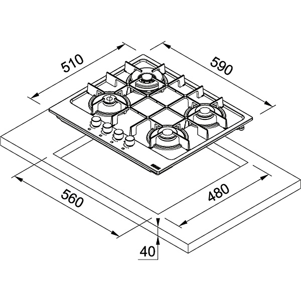 Plita incorporabilă pe gaz Franke FHMA 604 3G DC C Inox Satinat - imagine 3