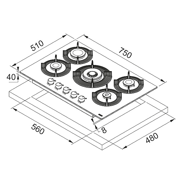 Plită incorporabilă pe gaz Franke FHMF 755 4G DC C OY - imagine 5