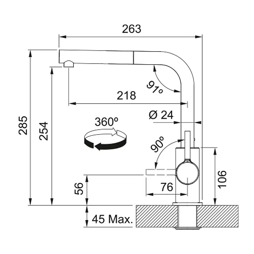 Bateria FRANKE Lina Extractibil Monojet Ardezie Gri (115.0733.716) - imagine 5