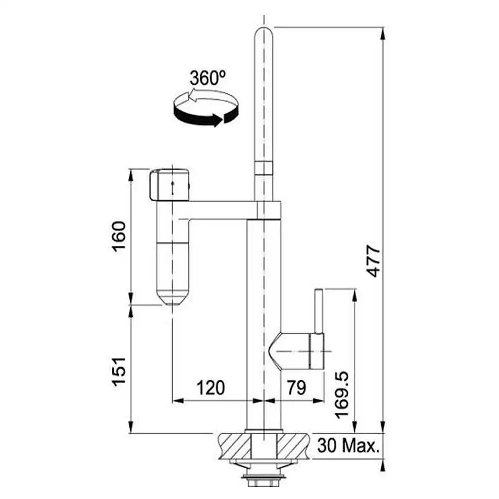 Кухонный смеситель FRANKE Vital Матовый Чёрный (120.0621.312) — изображение 6